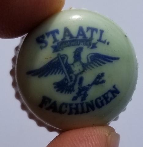 WW2 GERMAN NAZI MINERAL WATER Staatl. Fachingen BOTTLE COVER WITH NAZI THIRDE REICH EAGLE AND SWASTIKA