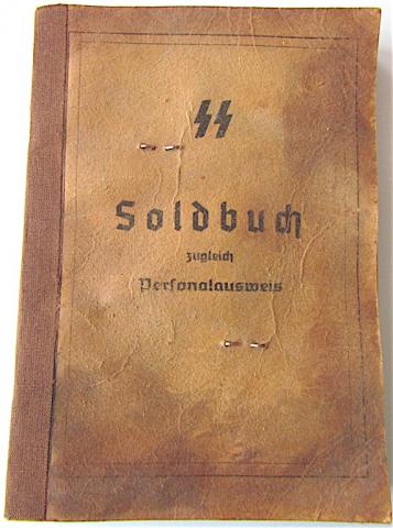 WW2 GERMAN NAZI NCO WAFFEN SS SOLDBUCH ID WITH LOT OF ENTRIES AND PHOTO AND STAMPS