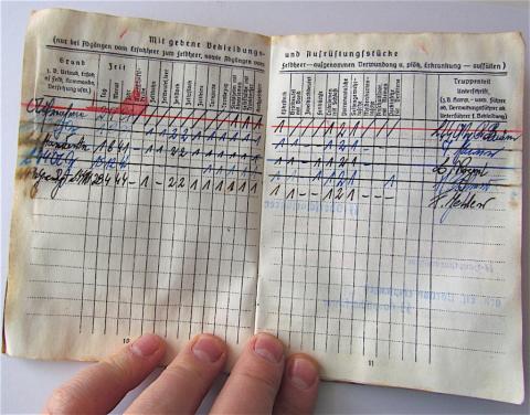 WW2 GERMAN NAZI NCO WAFFEN SS SOLDBUCH ID WITH LOT OF ENTRIES AND PHOTO AND STAMPS