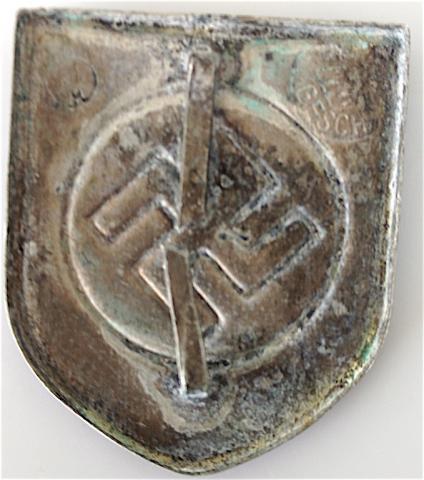 WW2 GERMAN NAZI NICE AFRIKA KORPS HELMET SWASTIKA INSIGNIA PIN WITH 2 STRONG PRONGS