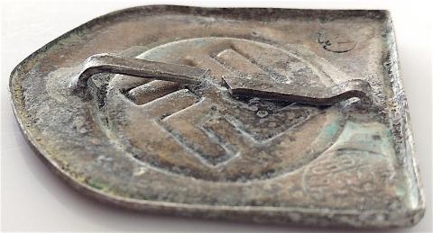 WW2 GERMAN NAZI NICE AFRIKA KORPS HELMET SWASTIKA INSIGNIA PIN WITH 2 STRONG PRONGS