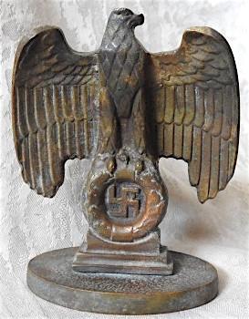 WW2 GERMAN NAZI NICE EARLY NSDAP MASSIVE BRASS DESKTOP EAGLE WITH SWASTIKA