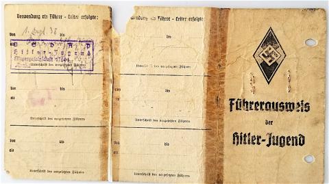 WW2 GERMAN NAZI NICE FLIP ID FROM A HITLER YOUTH YOUNG SOLDIER WITH PHOTOS, STAMPS, ETC. HJ HITLERJUGEND JEUNESSE HITLERIENNE 
