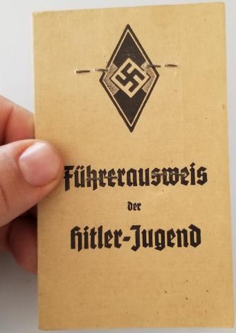 WW2 GERMAN NAZI NICE FLIP ID FROM A HITLER YOUTH YOUNG SOLDIER WITH PHOTOS, STAMPS, ETC. HJ HITLERJUGEND JEUNESSE HITLERIENNE 