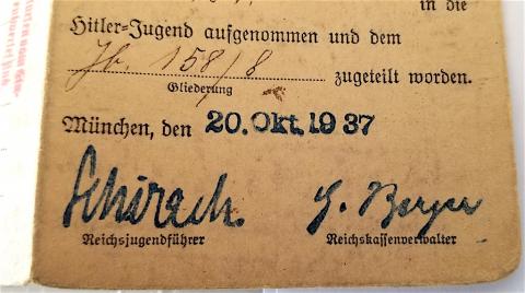 WW2 GERMAN NAZI NICE FLIP ID FROM A HITLER YOUTH YOUNG SOLDIER WITH PHOTOS, STAMPS, ETC. HJ HITLERJUGEND JEUNESSE HITLERIENNE 