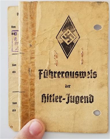 WW2 GERMAN NAZI NICE FLIP ID FROM A HITLER YOUTH YOUNG SOLDIER WITH PHOTOS, STAMPS, ETC. HJ HITLERJUGEND JEUNESSE HITLERIENNE 
