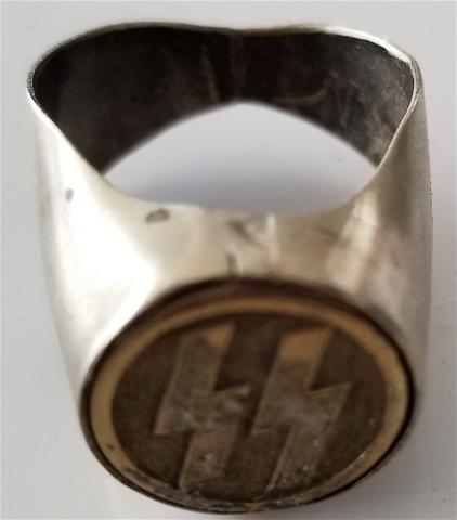 WW2 GERMAN NAZI NICE HANDCRAFTED WAFFEN SS RUNES RING TRENCHART