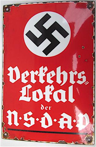 WW2 GERMAN NAZI NICE III REICH POLITICAL PARTY ADMINISTRATION NSDAP BUILDING PANEL SIGN "LOCAL OF THE NSDAP"