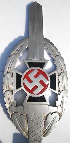 WW2 GERMAN NAZI NICE LARGE POLE TOP OF FLAG WITH IRON CROSS - SWORD AND SWASTIKA - MARKED