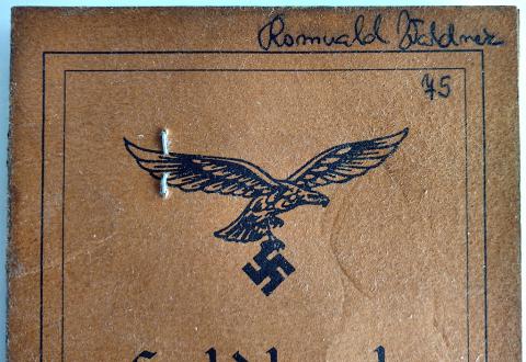 WW2 GERMAN NAZI NICE LUFTWAFFE SOLDBUCH WITH LOT OF ENTRIES AND NICE 3ND REICH EAGLE STAMPS