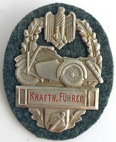 WW2 GERMAN NAZI NICE MOTORCYCLE CLUB OF THE THIRD REICH BADGE KRAFTW. FUHRER BY RZM