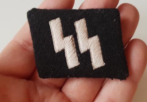 WW2 GERMAN NAZI NICE NCO WAFFEN SS COLLAR TAB machine embroidered TUNIC REMOVED INSIGNIA