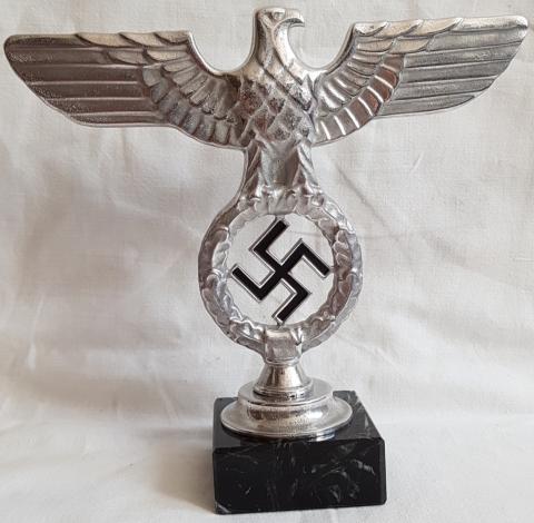 WW2 GERMAN NAZI NICE NSDAP III REICH ADOLF HITLER DESKTOP EAGLE STATUE WITH SWASTIKA AND MARBLE SOCKLE