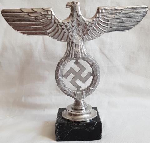 WW2 GERMAN NAZI NICE NSDAP III REICH ADOLF HITLER DESKTOP EAGLE STATUE WITH SWASTIKA AND MARBLE SOCKLE