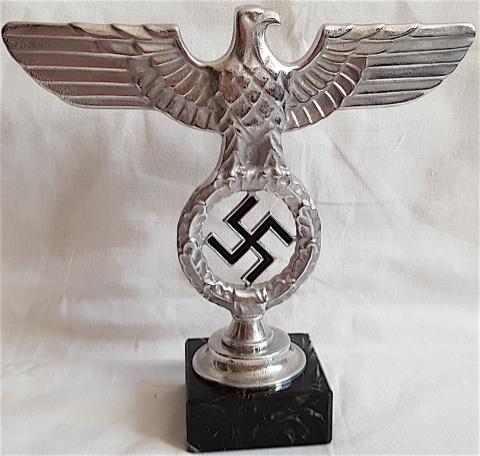 WW2 GERMAN NAZI NICE NSDAP III REICH ADOLF HITLER DESKTOP EAGLE STATUE WITH SWASTIKA AND MARBLE SOCKLE