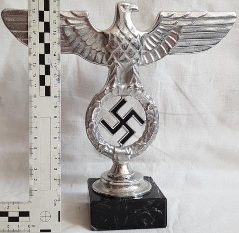 WW2 GERMAN NAZI NICE NSDAP III REICH ADOLF HITLER DESKTOP EAGLE STATUE WITH SWASTIKA AND MARBLE SOCKLE