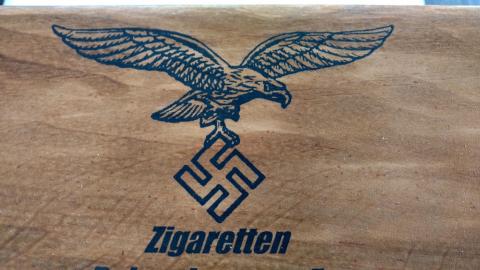 WW2 GERMAN NAZI NICE POST WAR MADE LUFTWAFFE CIGAR WOODEN BOX CIGARETTE TOBACCO CASE EAGLE AND SWASTIKA