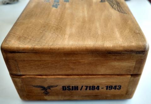 WW2 GERMAN NAZI NICE POST WAR MADE LUFTWAFFE CIGAR WOODEN BOX CIGARETTE TOBACCO CASE EAGLE AND SWASTIKA