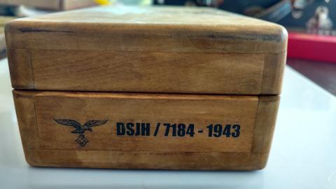 WW2 GERMAN NAZI NICE POST WAR MADE LUFTWAFFE CIGAR WOODEN BOX CIGARETTE TOBACCO CASE EAGLE AND SWASTIKA