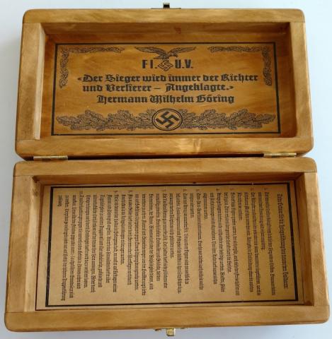 WW2 GERMAN NAZI NICE POST WAR MADE LUFTWAFFE CIGAR WOODEN BOX CIGARETTE TOBACCO CASE EAGLE AND SWASTIKA