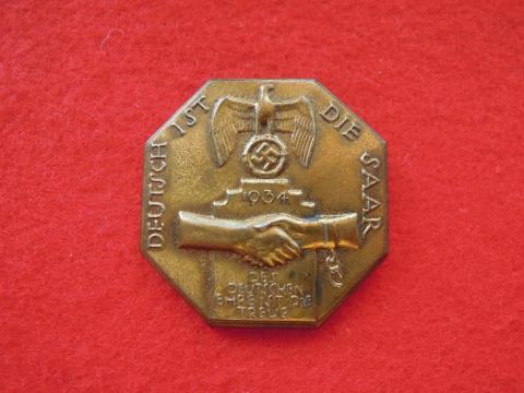 WW2 GERMAN NAZI NICE & RARE NSDAP pin Deutsch ist die Saar 1934 original