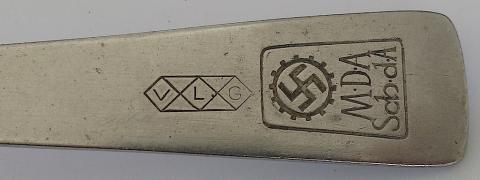 WW2 GERMAN NAZI NICE SILVERWARE FORK WITH RAD NAZI LOGO ENGRAVED AND MAKER MARKED