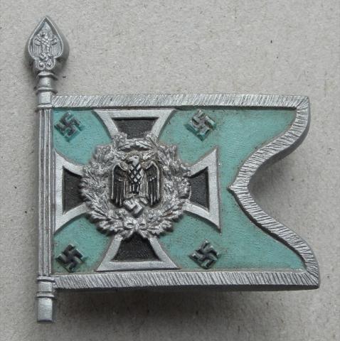 WW2 GERMAN NAZI NICE TINY III REICH FLAG PIN MARKED FROM A WEHRMACHT DIVISION : Kraftfahrer, standart