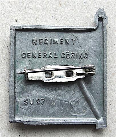 WW2 GERMAN NAZI NICE TINY III REICH FLAG PIN MARKED FROM A WEHRMACHT DIVISION : Regiment Goring