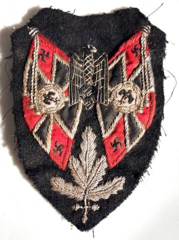 WW2 GERMAN NAZI NICE UNIFORM TUNIC PATCH WITH EAGLE, FLAGS AND SWASTIKA