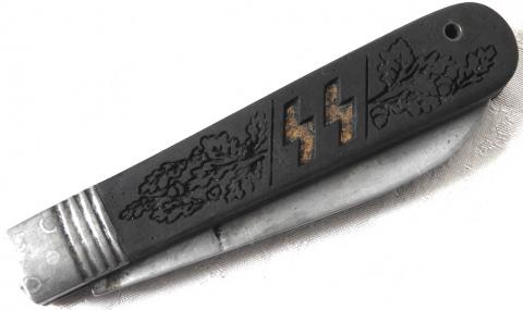 WW2 GERMAN NAZI NICE WAFFEN SS J.A HENCKELS SOLINGEN KNIFE WITH NICE SS RUNES ENGRAVED BOTH SIDES
