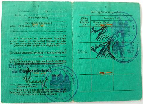 WW2 GERMAN NAZI NICE WAFFEN SS POLIZEI GESTAPO FLIP ID WITH PHOTO & STAMPS POLICE