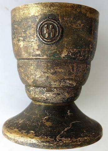 WW2 GERMAN NAZI NICE WAFFEN SS RELIC FOUND EGG CUP WITH SS RUNES