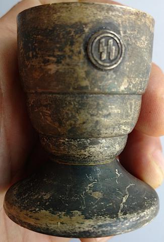 WW2 GERMAN NAZI NICE WAFFEN SS RELIC FOUND EGG CUP WITH SS RUNES