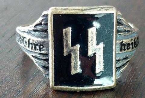  WW2 GERMAN NAZI NICE WAFFEN SS SILVER 800 RING MARKED