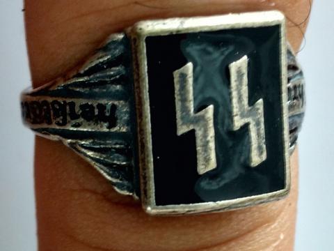  WW2 GERMAN NAZI NICE WAFFEN SS SILVER 800 RING MARKED