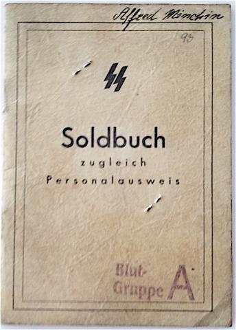 WW2 GERMAN NAZI NICE WAFFEN SS SOLDIER'S PERSONAL SOLDBUCH WITH LOT OF ENTRIES AND STAMPS