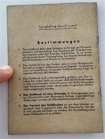 WW2 GERMAN NAZI NICE WAFFEN SS SOLDIER'S PERSONAL SOLDBUCH WITH LOT OF ENTRIES AND STAMPS