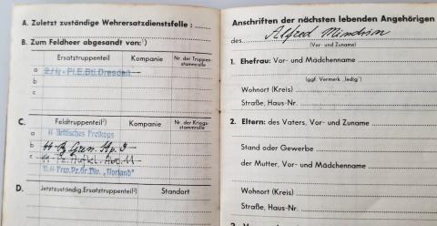 WW2 GERMAN NAZI NICE WAFFEN SS SOLDIER'S PERSONAL SOLDBUCH WITH LOT OF ENTRIES AND STAMPS