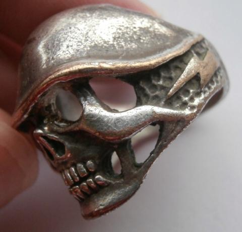 WW2 GERMAN NAZI NICE WAFFEN SS TOTENKOPF SKULL SILVERING RARE VARIATION