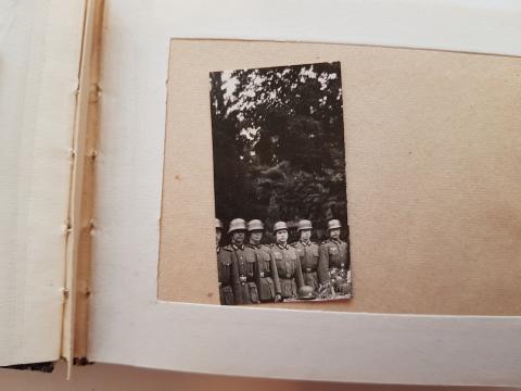 WW2 GERMAN NAZI NICE WEHRMACHT PHOTOS ALBUM (35) WITH NICE HELMET ON THE COVER