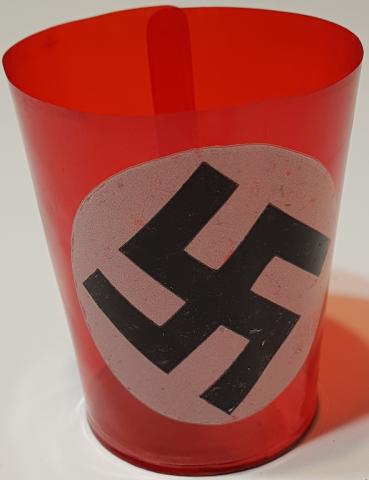 WW2 GERMAN NAZI NSDAP CANDLE HOLDER CUP FOR CELEBRATIONS OR FUNERALS CIVILIAN PARTISAN 1930S  WITH SWASTIKA CELLULOID