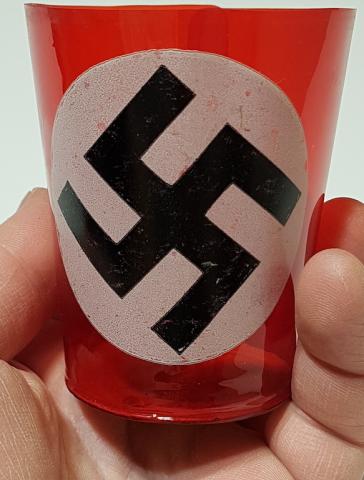 WW2 GERMAN NAZI NSDAP CANDLE HOLDER CUP FOR CELEBRATIONS OR FUNERALS CIVILIAN PARTISAN 1930S  WITH SWASTIKA CELLULOID
