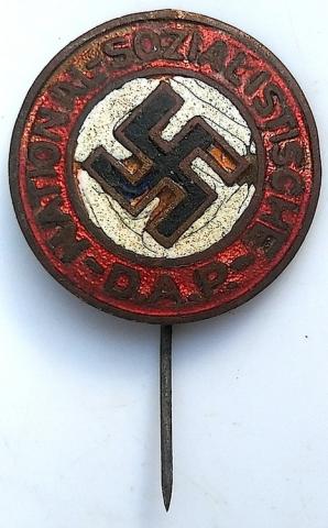 WW2 GERMAN NAZI NSDAP MEMBER BADGE MARKED RARE PIN OF THIRD REICH