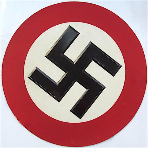 WW2 GERMAN NAZI NSDAP NAZI PARTY EXTREMELY RARE LARGE RELIEF SWASTIKA PANEL SIGN 16" PERFECT TO DISPLAY