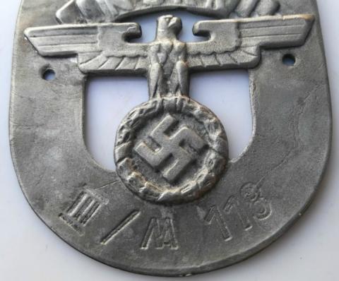 WW2 GERMAN NAZI NSKK MOTOR CLUB STAFF VEHICULE OR MOTORCYCLE PLATE PRE SA SS