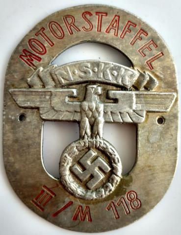  WW2 GERMAN NAZI NSKK N.S.K.K MOTORSTAFFEL PLATE WITH EAGLE & SWASTIKA