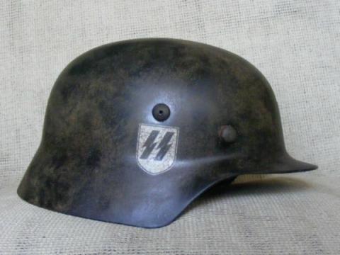 WW2 GERMAN NAZI ORIGINAL M35 DOUBLE POSTWAR DECAL WAFFEN SS HELMET