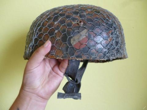 WW2 GERMAN NAZI PARATROOPER LUFTWAFFE M38 RARE HELMET BARBEWIRED AND NAMED