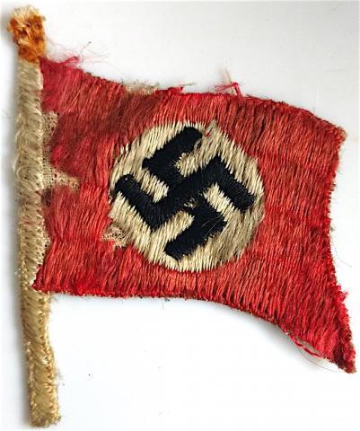  WW2 GERMAN NAZI PARTISAN TINY FLAG WITH SWASTIKA VERY RARE