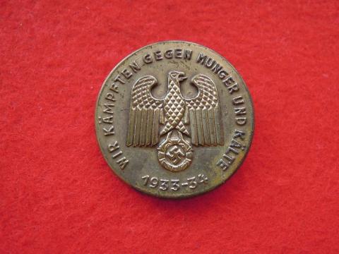 WW2 GERMAN NAZI pin Wir kampften gegen hunger und kalte 1933-1934 original